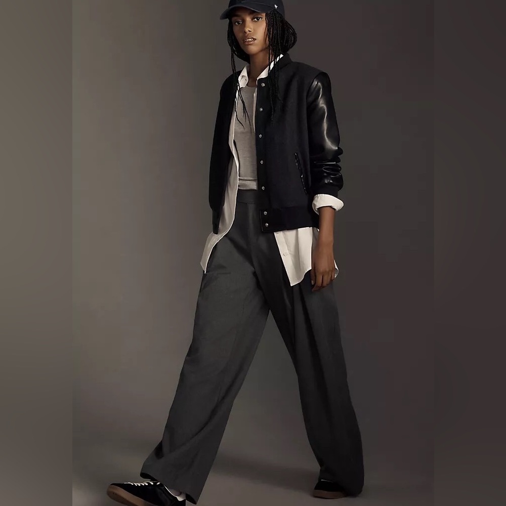 Anthro 7 For All Mankind Bomber Jacket Avec les Filles Strong Shoulder Bomber - Picture 8 of 16